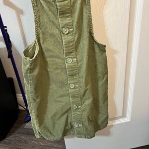 Olive Green Corduroy Kids Dress